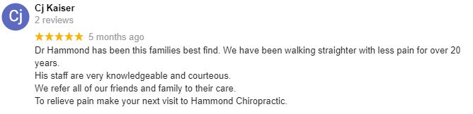 Chiropractic Shawnee KS Patient Testimonial at Hammond Chiropractic Center